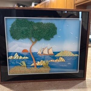 Vintage Oriental cork carving diorama